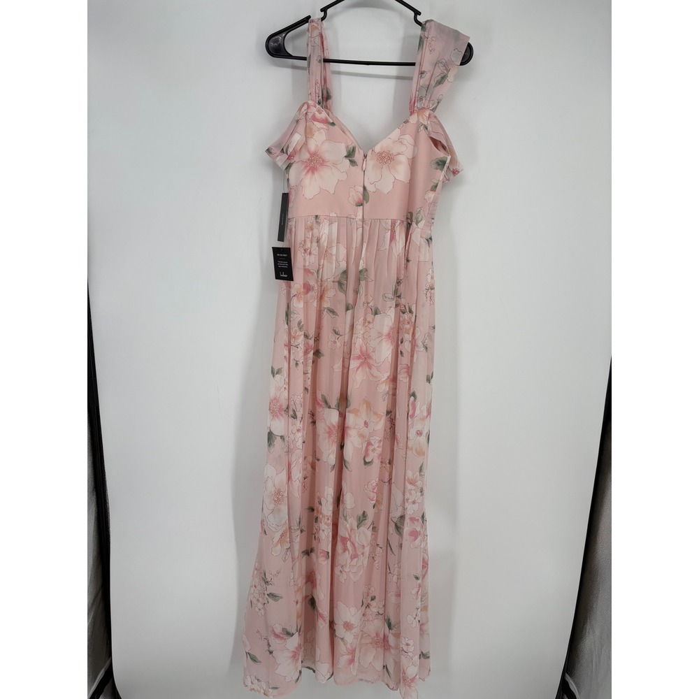 Lulus Maxi Dress Womens S Pink Floral Garden Me Pleated Chiffon Formal Gown - Picture 8 of 10